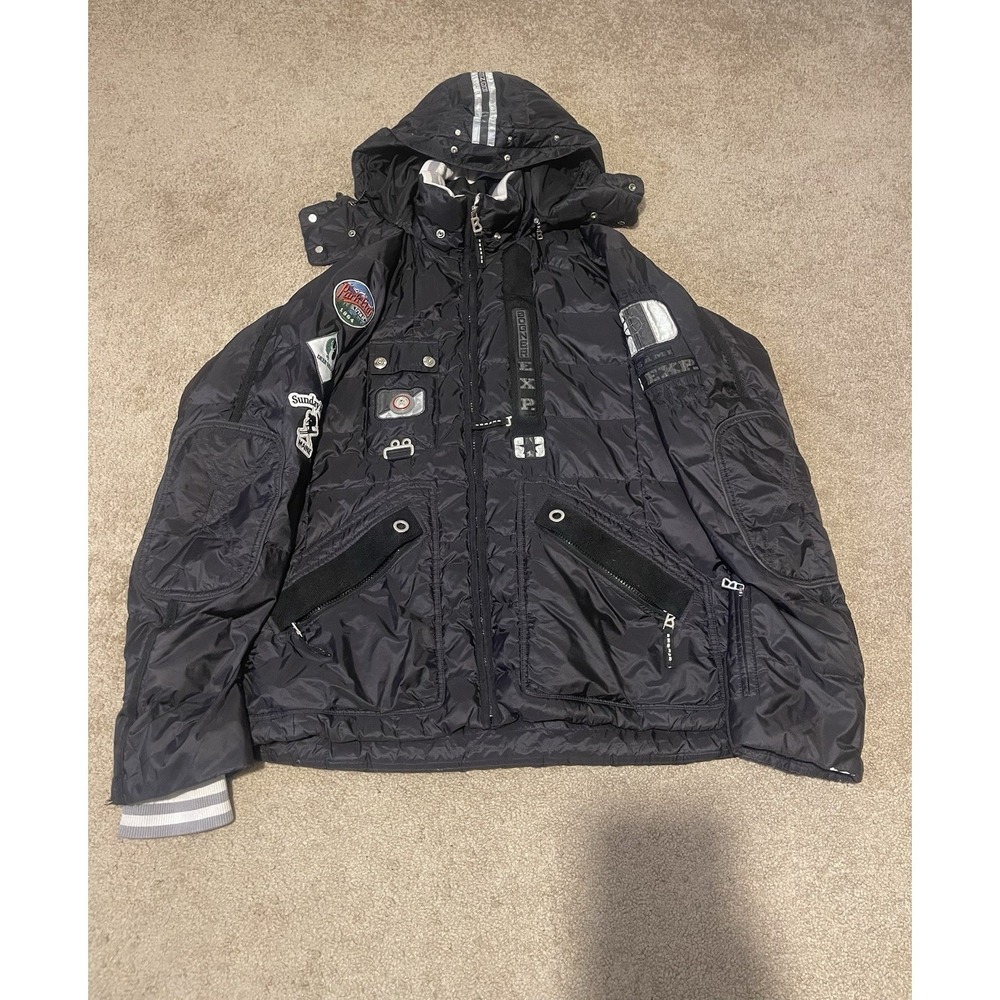 Bogner Sami Expedition Ski Jacket Black With Patches Size Small